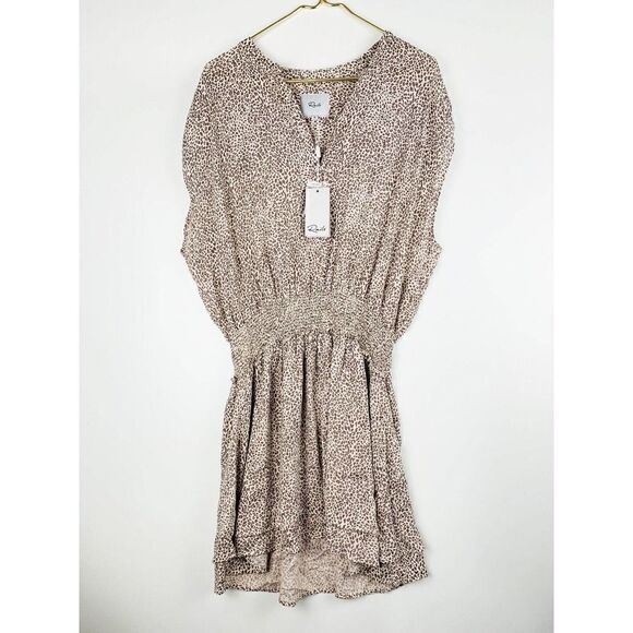 Rails Angelina Leopard-Print Sand Cheetah Linen-Blend Tiered Mini Dress Size XL - Picture 4 of 8